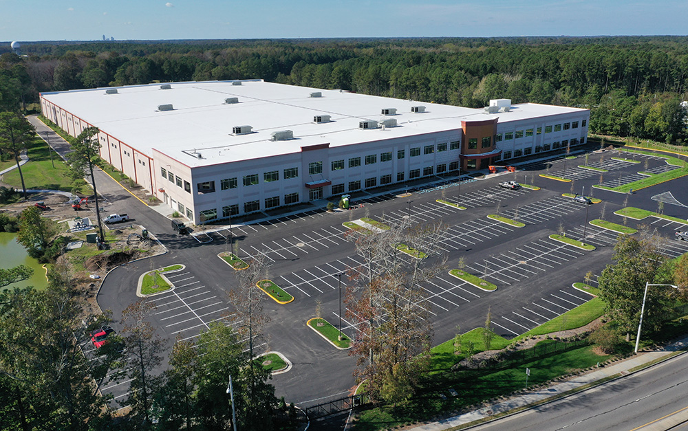 Warehouse facility and parking lot